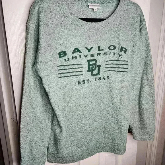 Women's Green Baylor University Bears Terrycloth Style College Sweater Small - Picture 2 of 10
